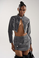 ALL FOR LOVE VELVET DENIM MOTO