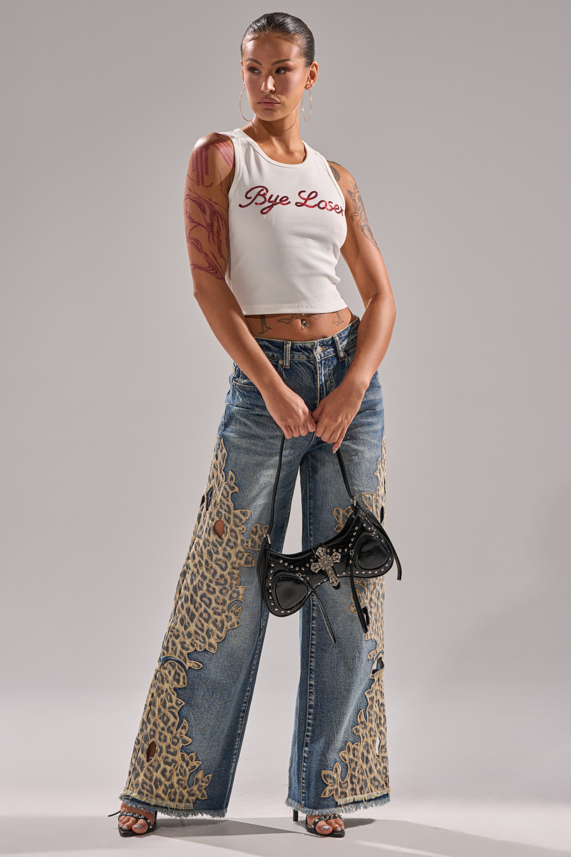 AMIGAS CHEETAH PRINT WIDE LEG PANT