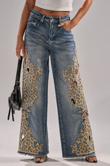 AMIGAS CHEETAH PRINT WIDE LEG PANT