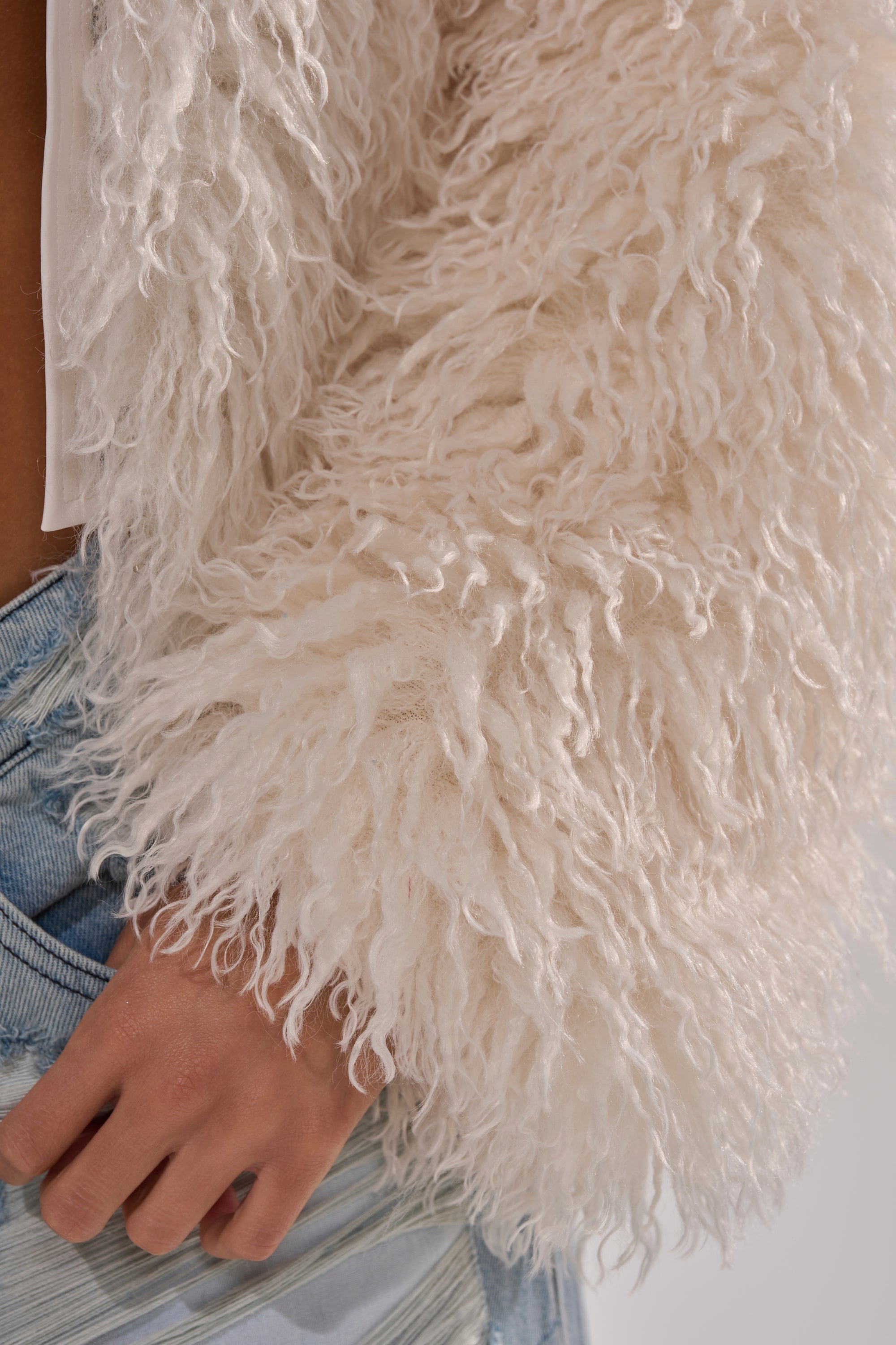 LOOK AT ME NOW HOODED FUR BOMBER IN IVORY