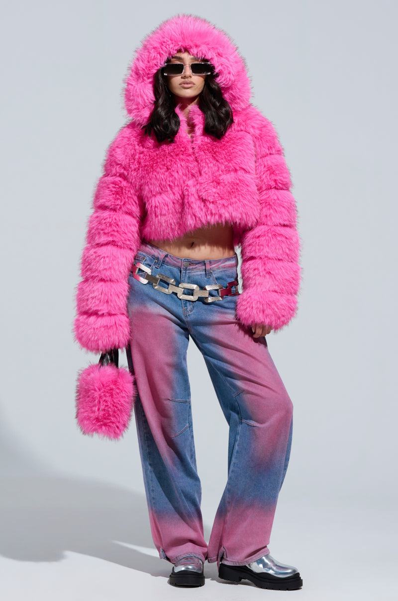 SABRINA HOODED FAUX FUR JACKET