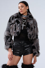 AUSTIN CROPPED FAUX FUR IN GREY