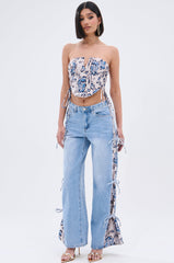 SEASONAL AWAKENING BROCADE PATCH DENIM JEANS