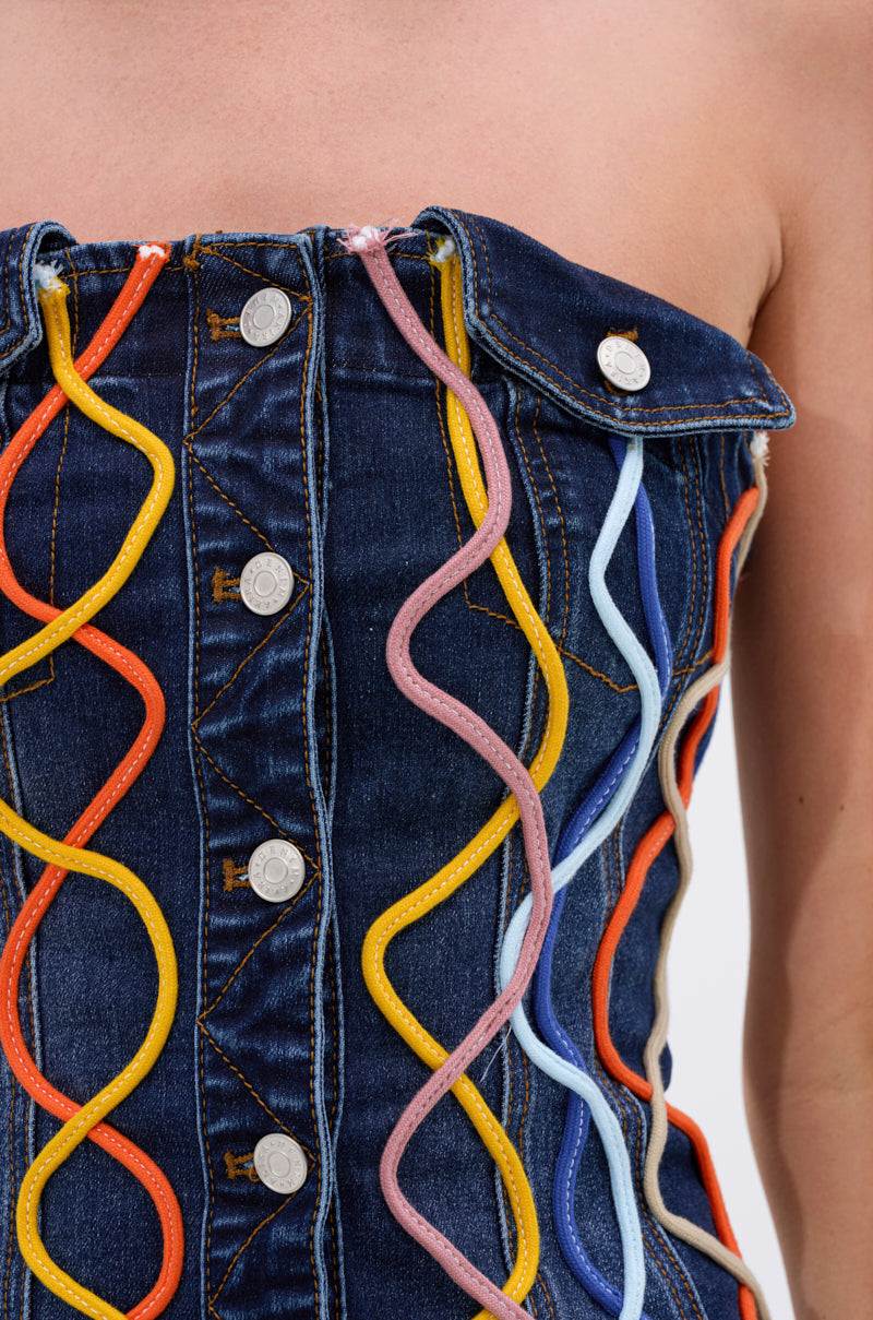 WORK OF ART DENIM MIDI DRESS