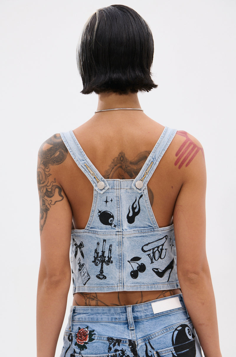 OUT OF MY LEAGUE DENIM HALTER TOP