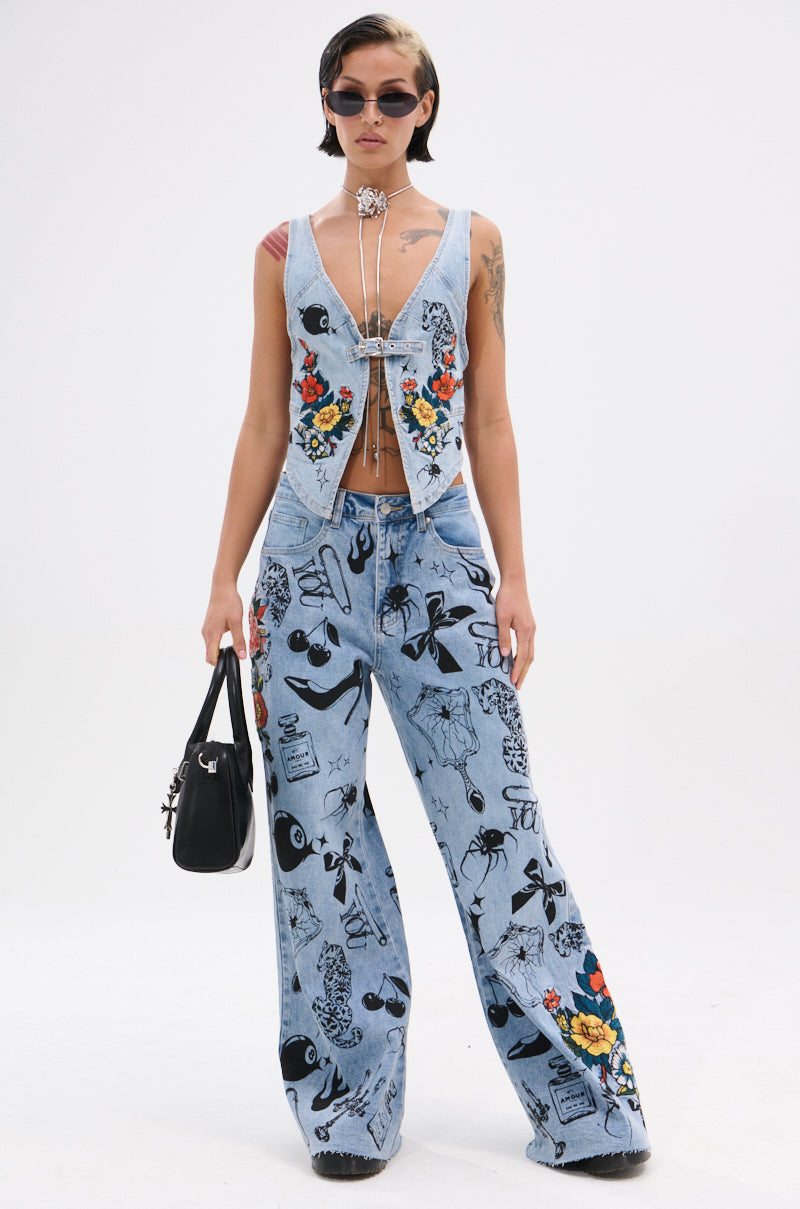 OUT OF MY LEAGUE DENIM HALTER TOP