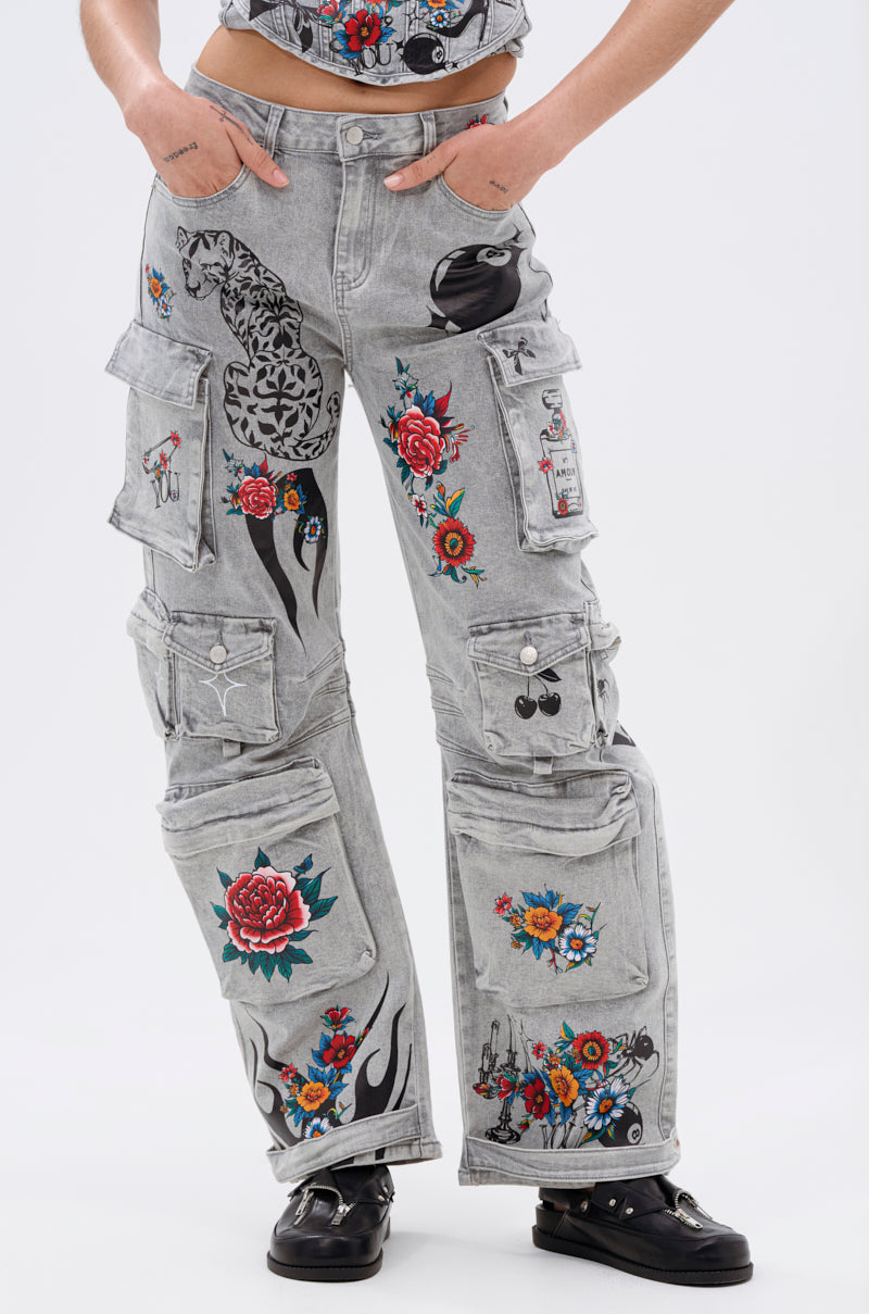 ARBOREAL DENIM CARGO PANTS