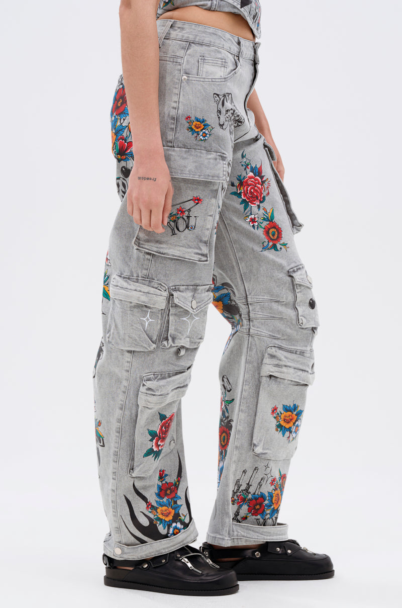 ARBOREAL DENIM CARGO PANTS