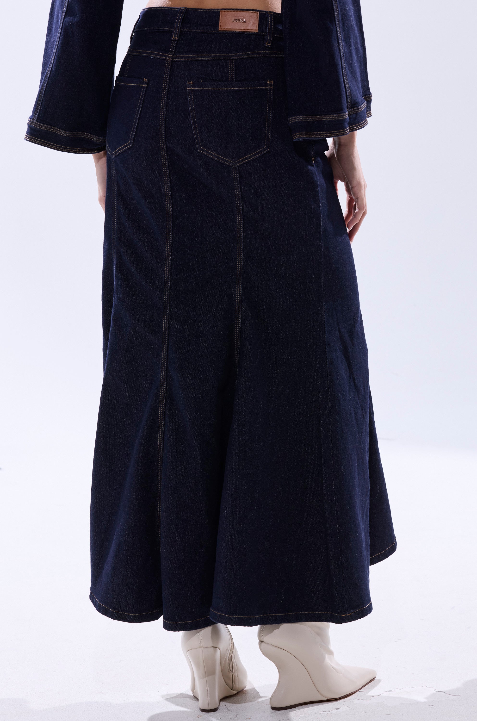 SHES GONE, DANCE ON DENIM MAXI SKIRT