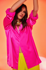 GEO SATIN LONG SLEEVE BLOUSE