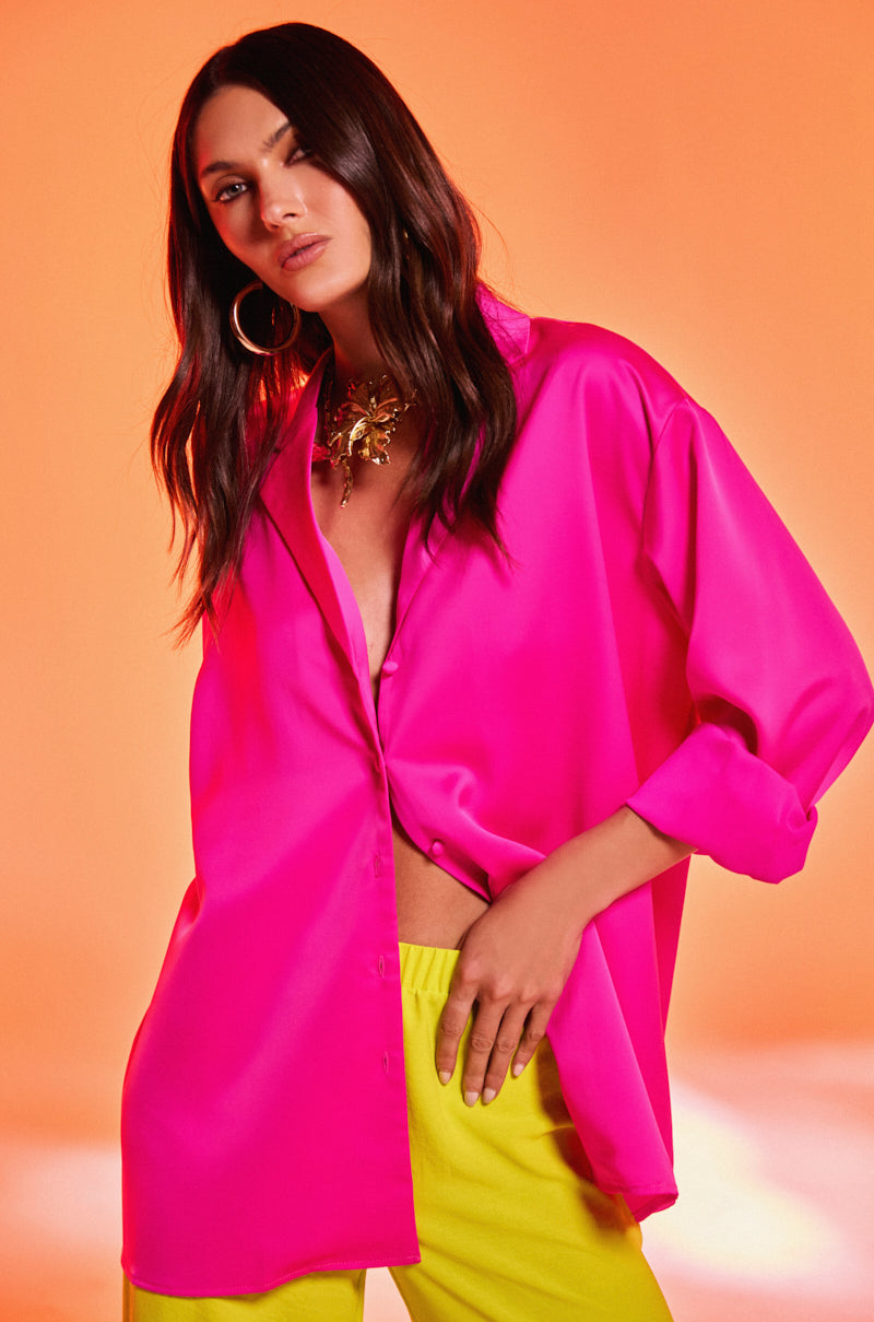 GEO SATIN LONG SLEEVE BLOUSE