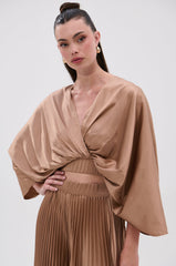 MILLIE MOCHA MOUSSE SATIN BLOUSE