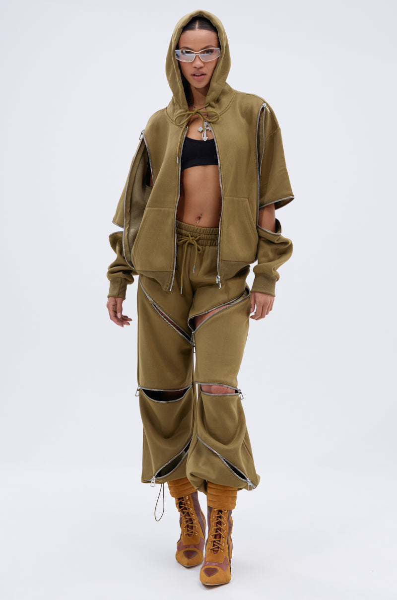 CALI MULTI ZIPPER HOODED SWEATSHIRT