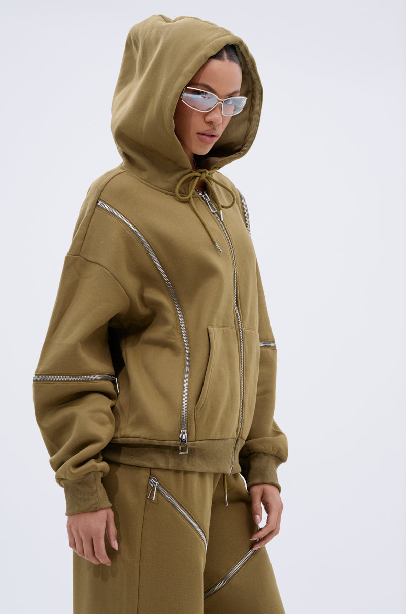 CALI MULTI ZIPPER HOODED SWEATSHIRT