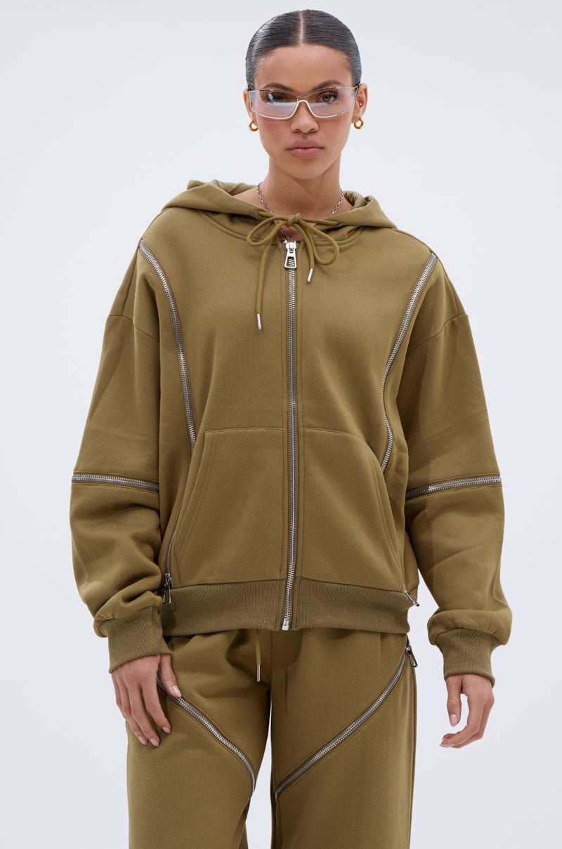 CALI MULTI ZIPPER HOODED SWEATSHIRT