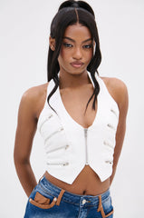 TOUCH ON ME ZIP HALTER TOP
