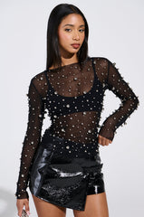 KYLIE METAL ORB LONG SLEEVE TOP