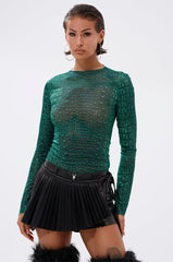 JESSICA PYTHON LONG SLEEVE MESH TOP
