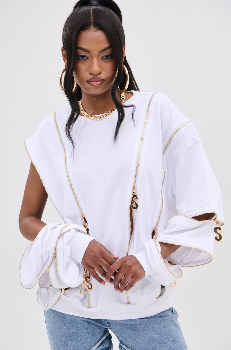 SABRINA ALL OVER ZIPPER SWEATSHIRT