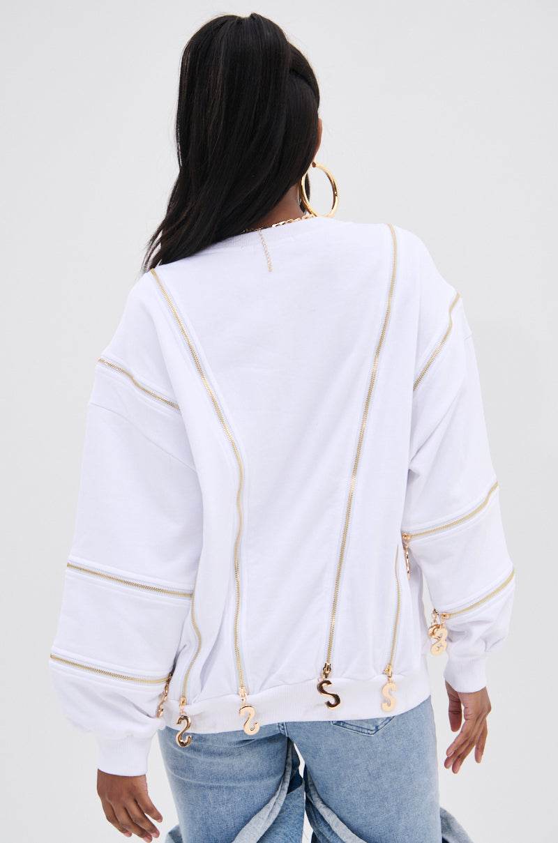 SABRINA ALL OVER ZIPPER SWEATSHIRT