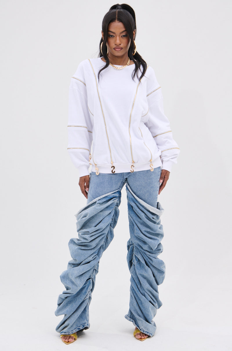 SABRINA ALL OVER ZIPPER SWEATSHIRT