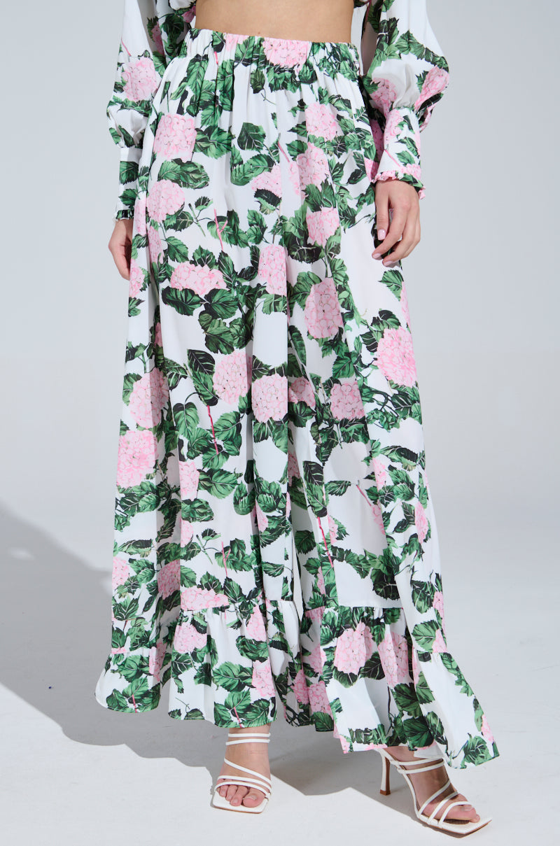 DIANE FLORAL WIDE LEG RUFFLE PANT