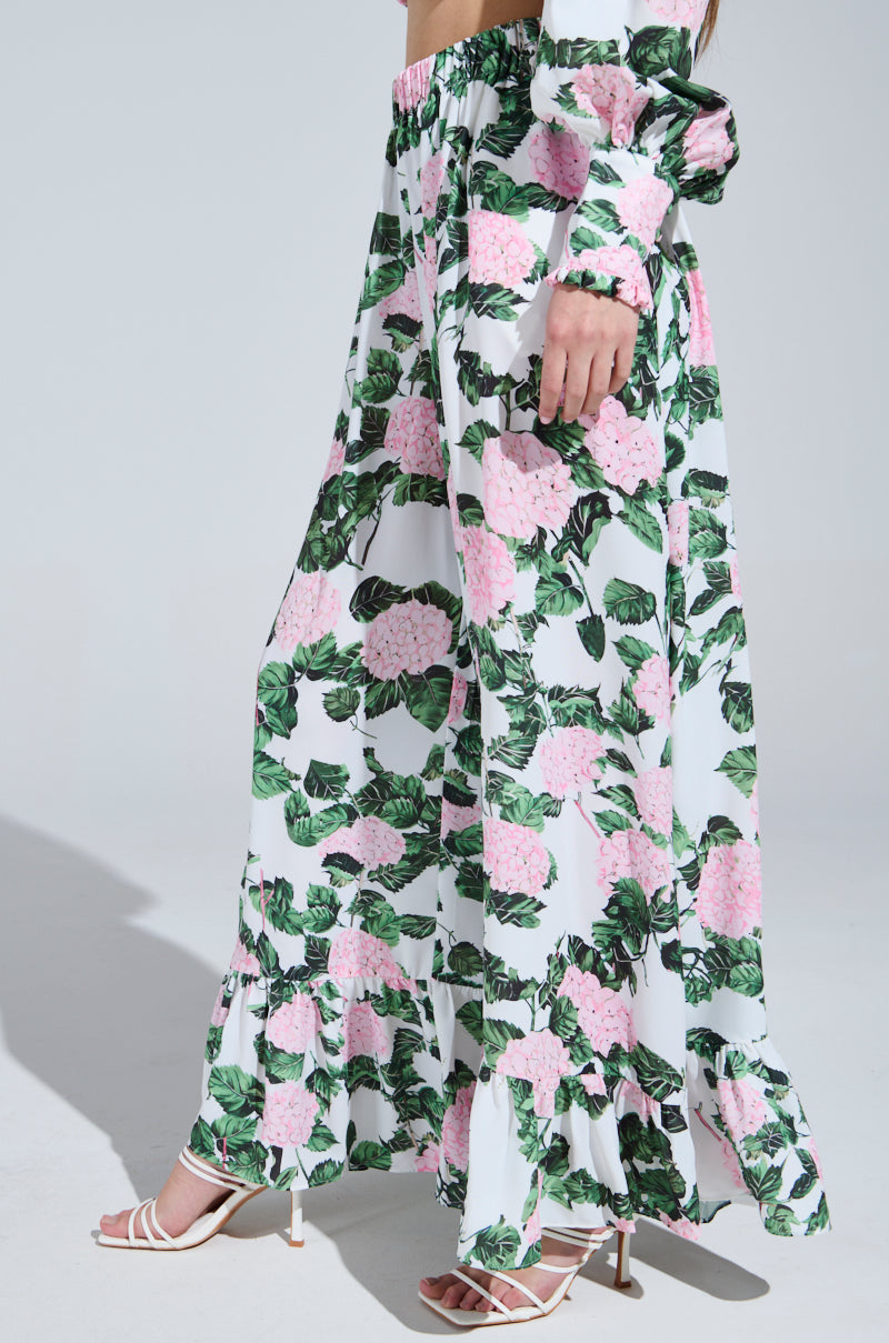 DIANE FLORAL WIDE LEG RUFFLE PANT