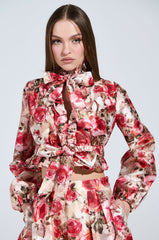 DANCE WITH ME FLORAL TIE FRONT BLOUSE