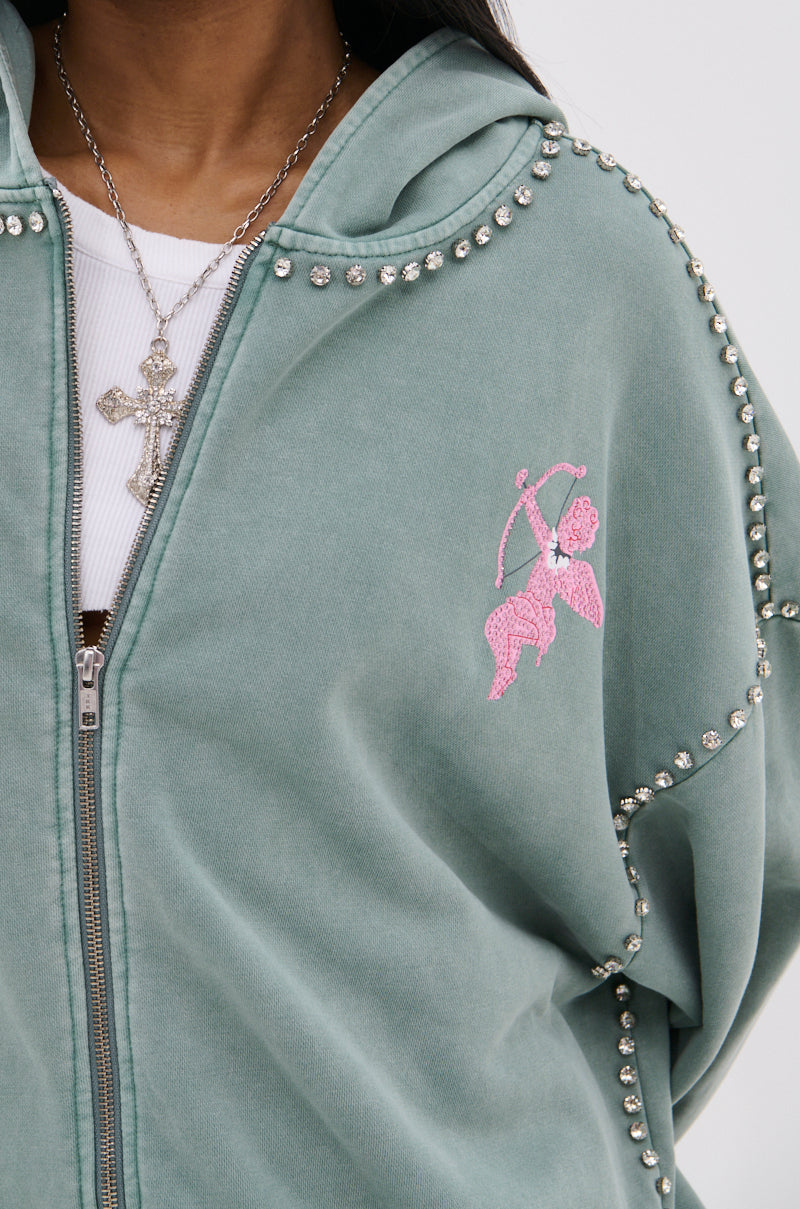 HAND MADE ZIP UP SWEATSHIRT