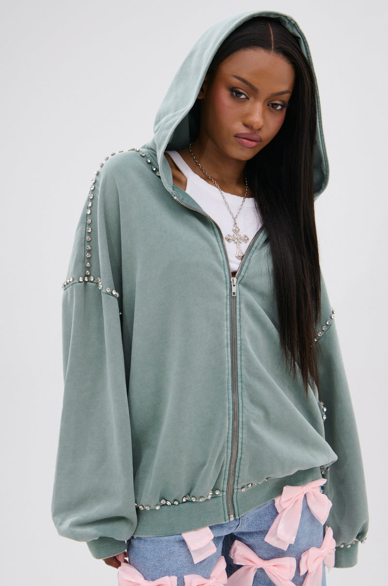 HAND MADE ZIP UP SWEATSHIRT