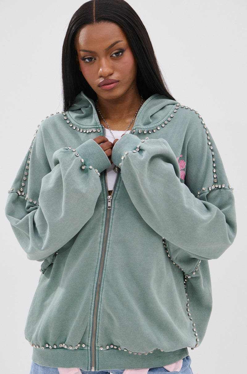 HAND MADE ZIP UP SWEATSHIRT