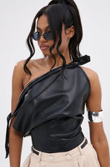 WEEKEND VIBES FAUX LEATHER BLOUSE