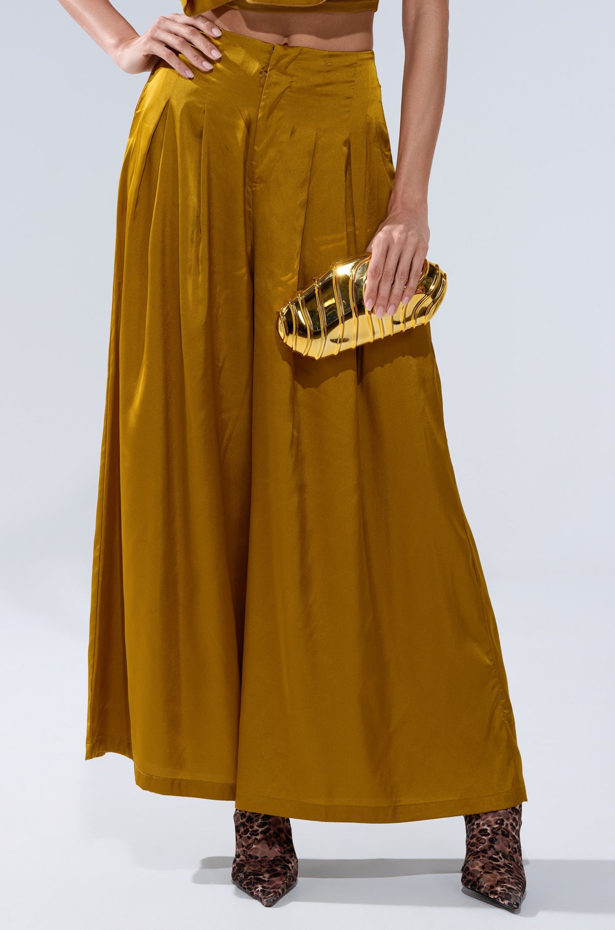 COCKTAIL HOUR WIDE-LEG PANT IN MUSTARD