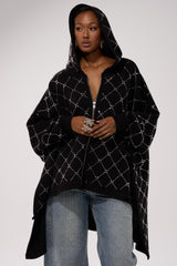 BLING BLING OVERSIZED ZIP UP SWEATSHIRT