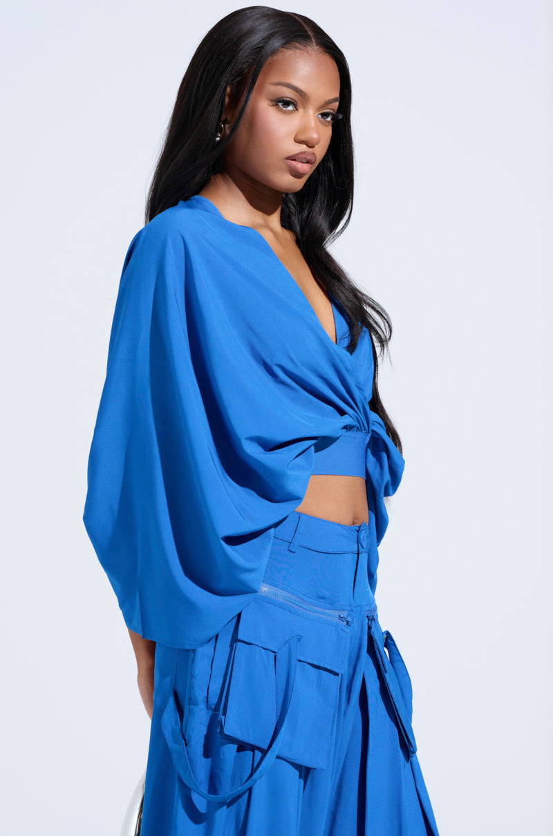 TALK ABOUT ME BLUE BLOUSE