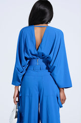 TALK ABOUT ME BLUE BLOUSE