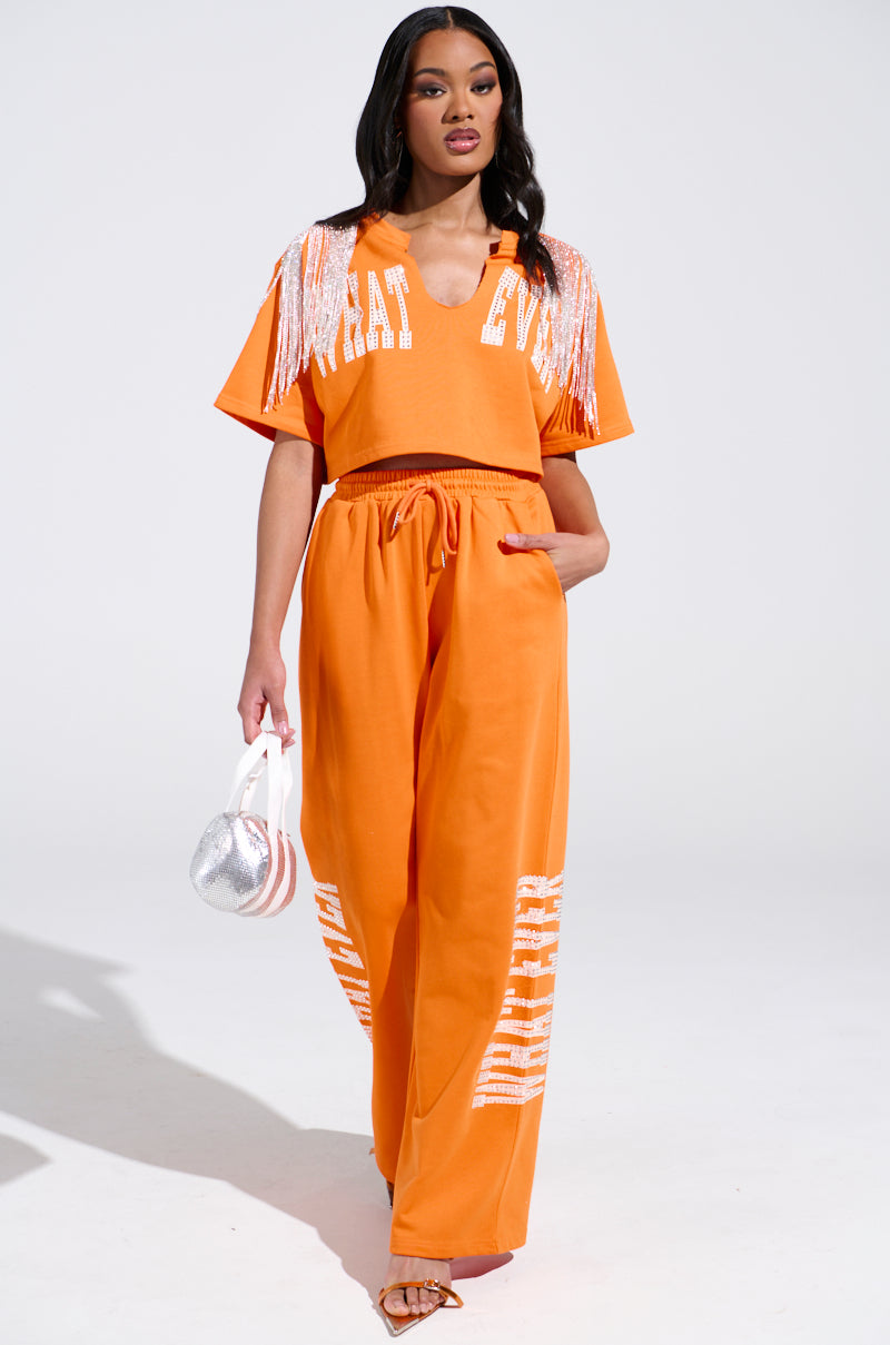 WHATEVER YOU WANT CROPPED RHINESTONE FRINGE TEE