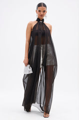 GLOWING CHIFFON BLOUSE IN BLACK