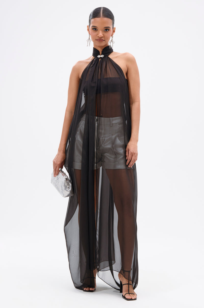 GLOWING CHIFFON BLOUSE IN BLACK