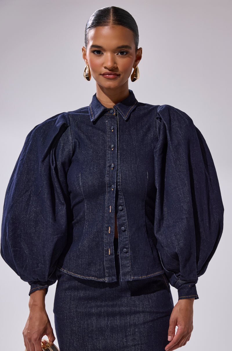 LET'S CHANGE IT UP DENIM BLOUSE