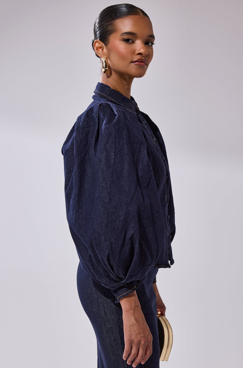 LET'S CHANGE IT UP DENIM BLOUSE