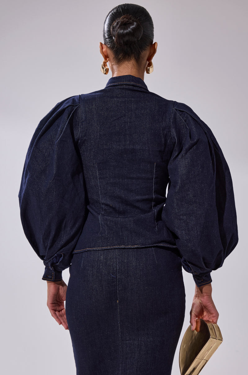 LET'S CHANGE IT UP DENIM BLOUSE