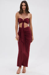 SEXY RUCHED BACK SLIT MAXI SKIRT