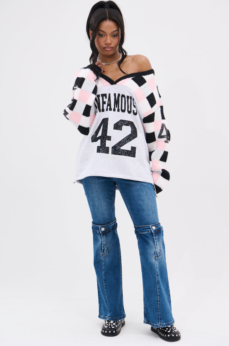 42 SEQUIN PATCHWORK SWEATER