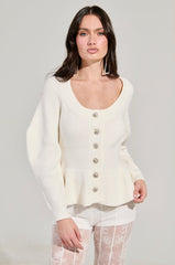 WORTH A MILLION PEPLUM SWEATER IN WHITE