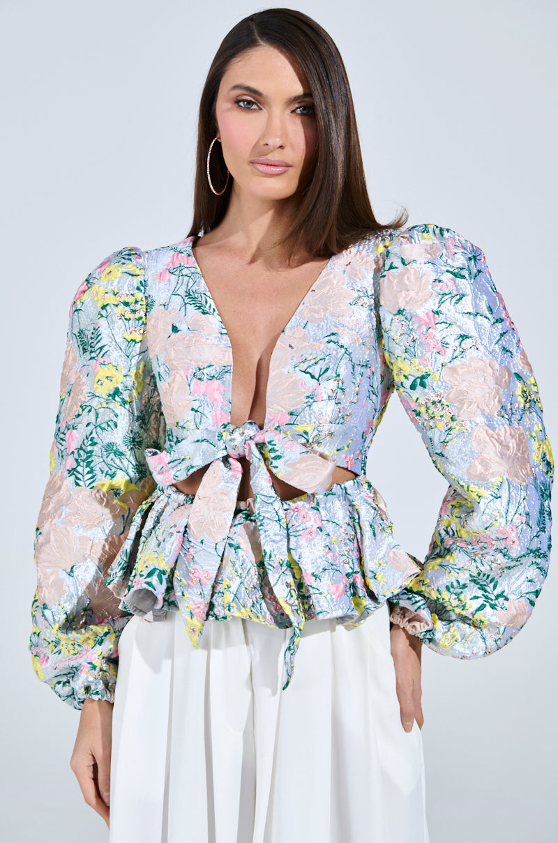 2 WAYS TO SLAY BROCADE LONG SLEEVE TOP