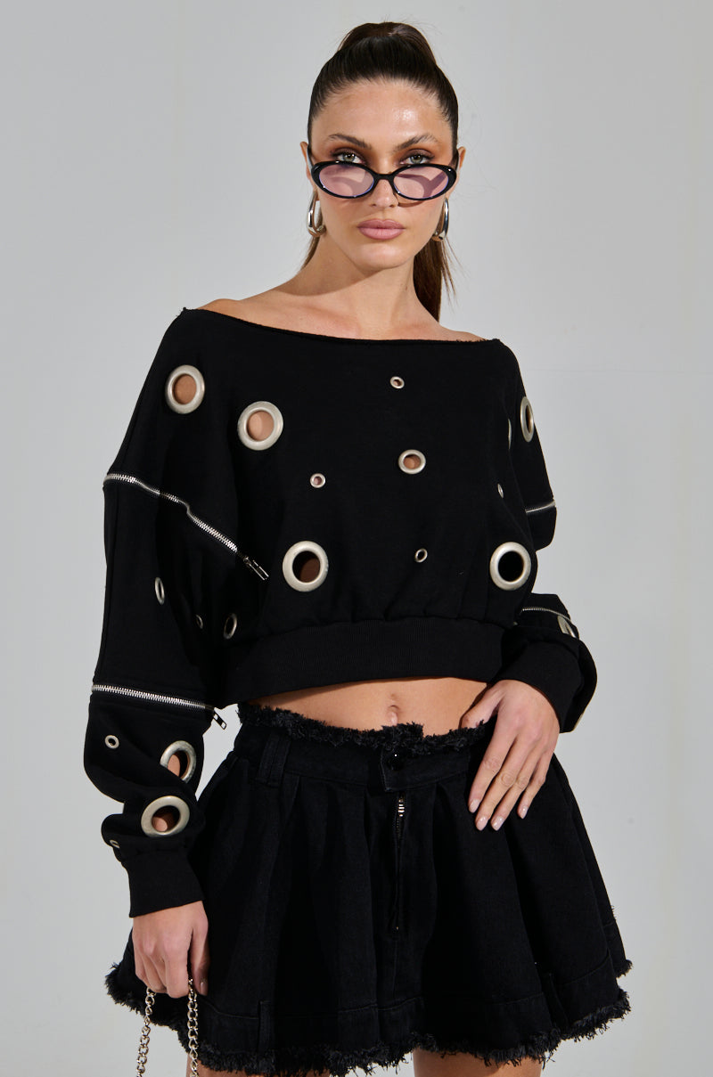 DREAMS VINTAGE ZIPPER DETAIL SWEATSHIRT