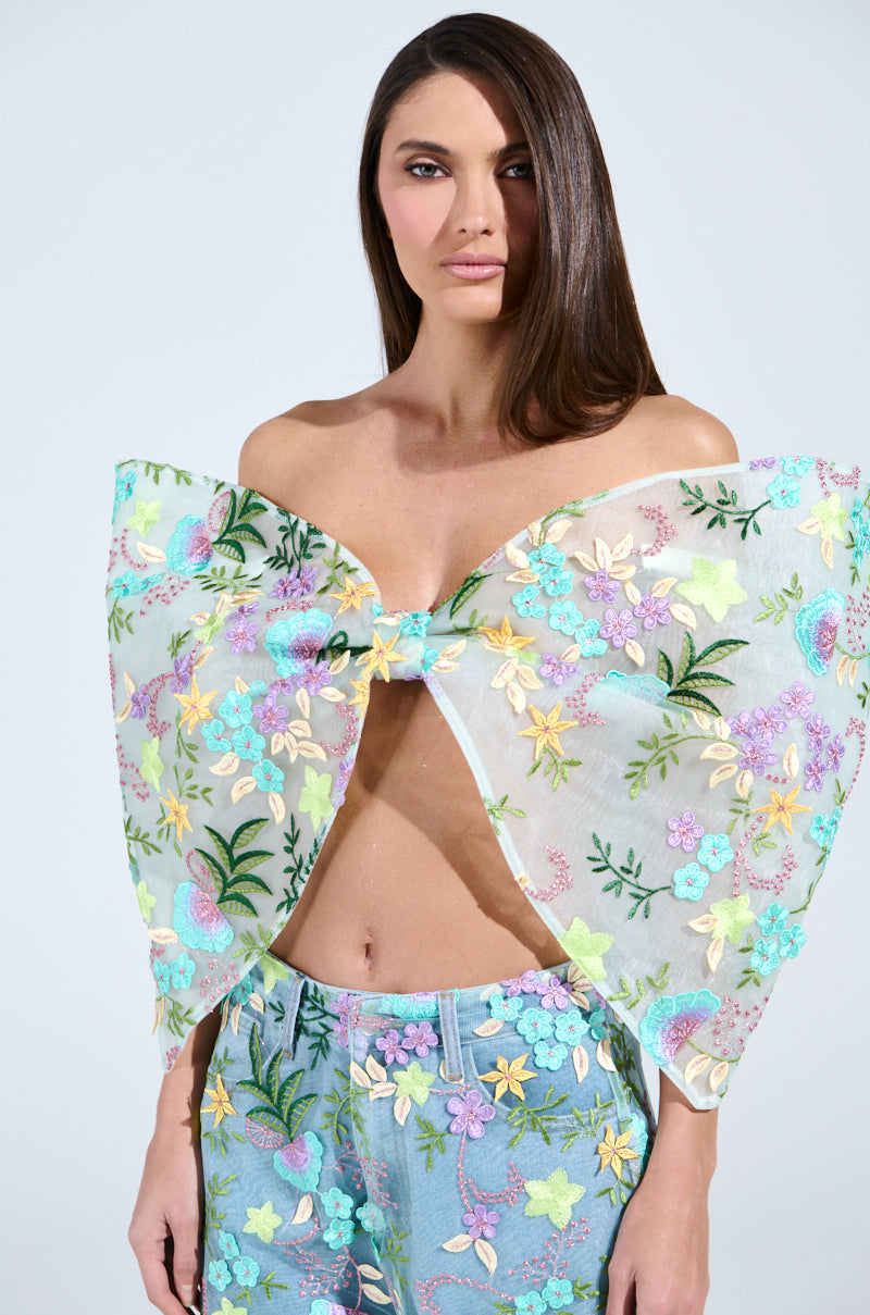 ALL THE RAVE FLORAL BOW TOP