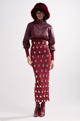 VENETTA FAUX LEATHER QUARTER ZIP SWEATSHIRT