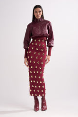 VENETTA FAUX LEATHER QUARTER ZIP SWEATSHIRT